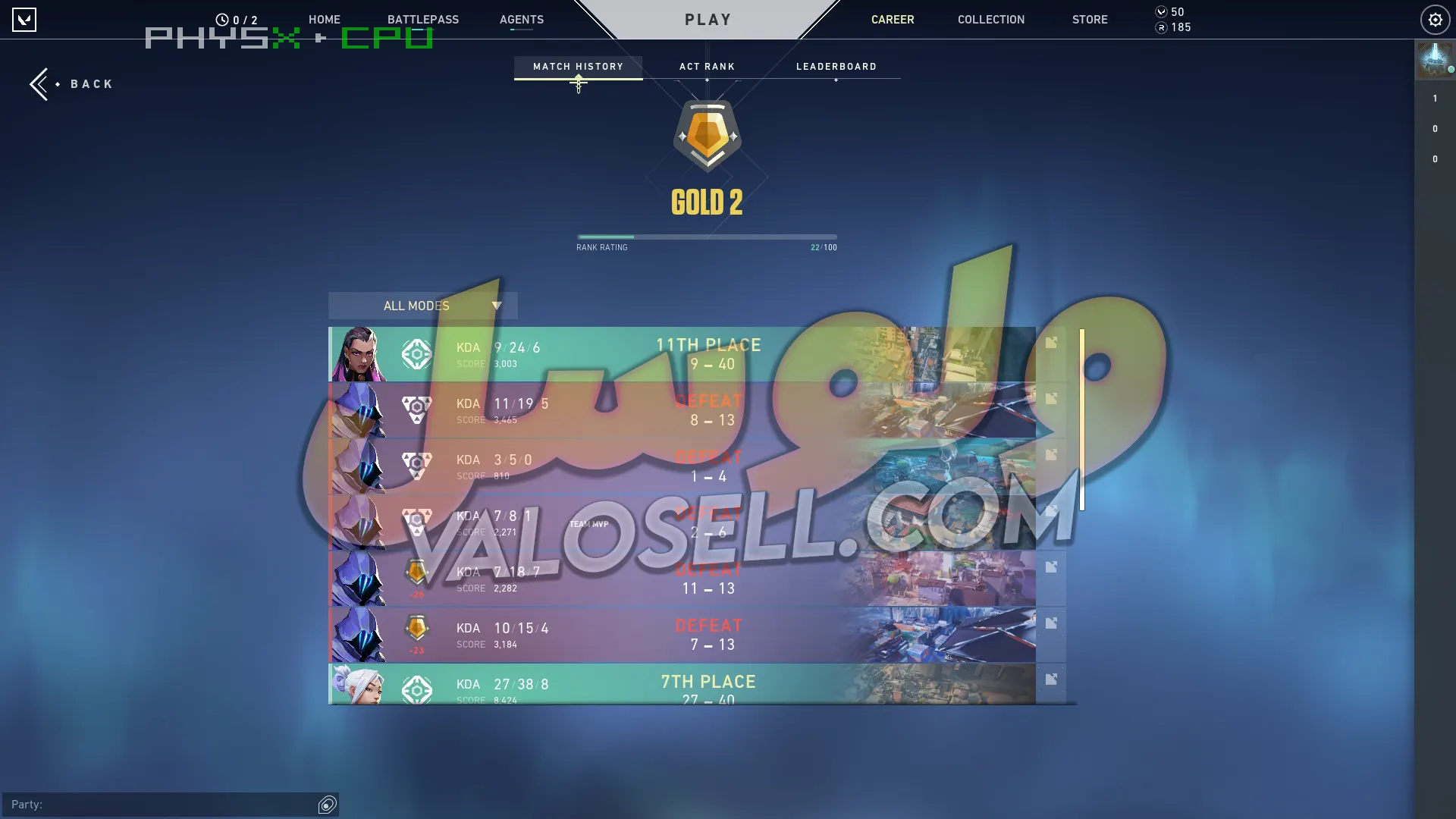 اکانت ولورانت رنک Gold 2 کد 2641 - Image 3