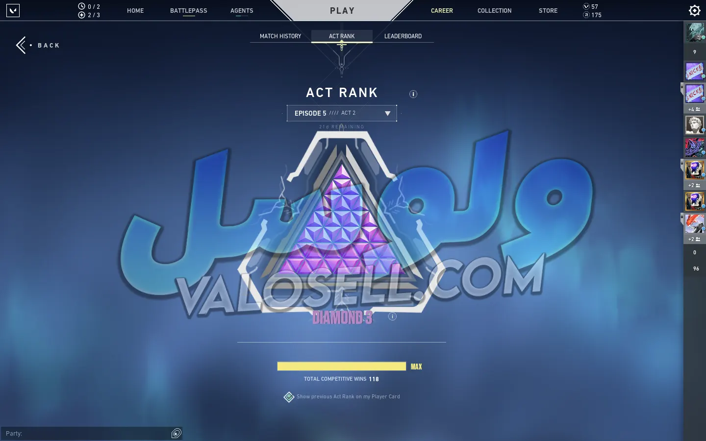 اکانت ولورانت رنک Diamond 1 کد 2753 - Image 2