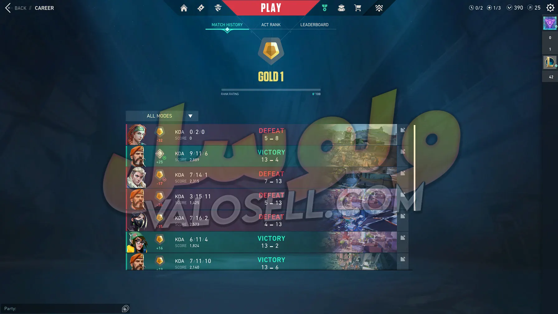 اکانت ولورانت رنک Gold 1 کد 3206 - Image 2