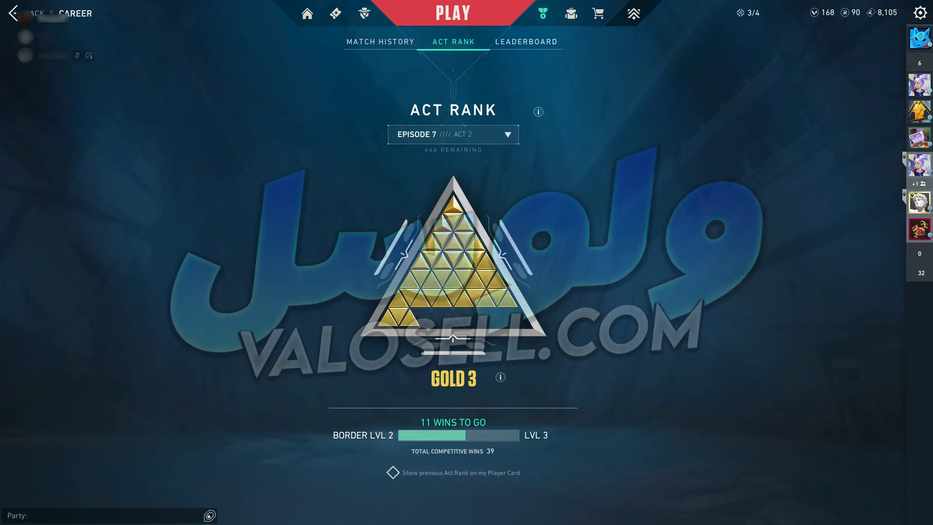 اکانت ولورانت رنک Gold 3 کد 3663 - Image 2