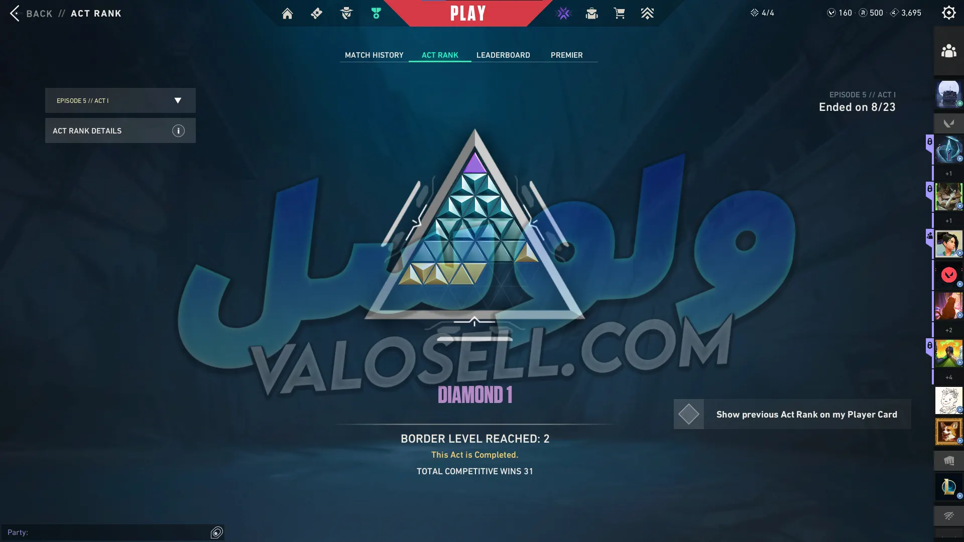 اکانت ولورانت رنک Platinum 1 کد 6256 - Image 3