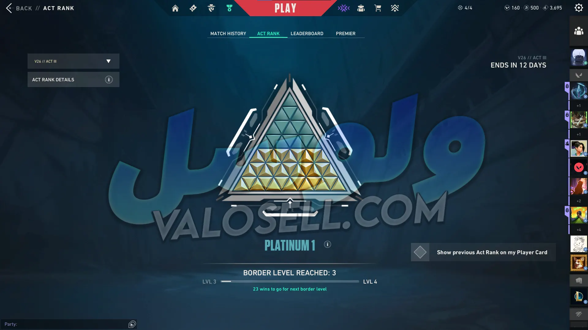 اکانت ولورانت رنک Platinum 1 کد 6256 - Image 2