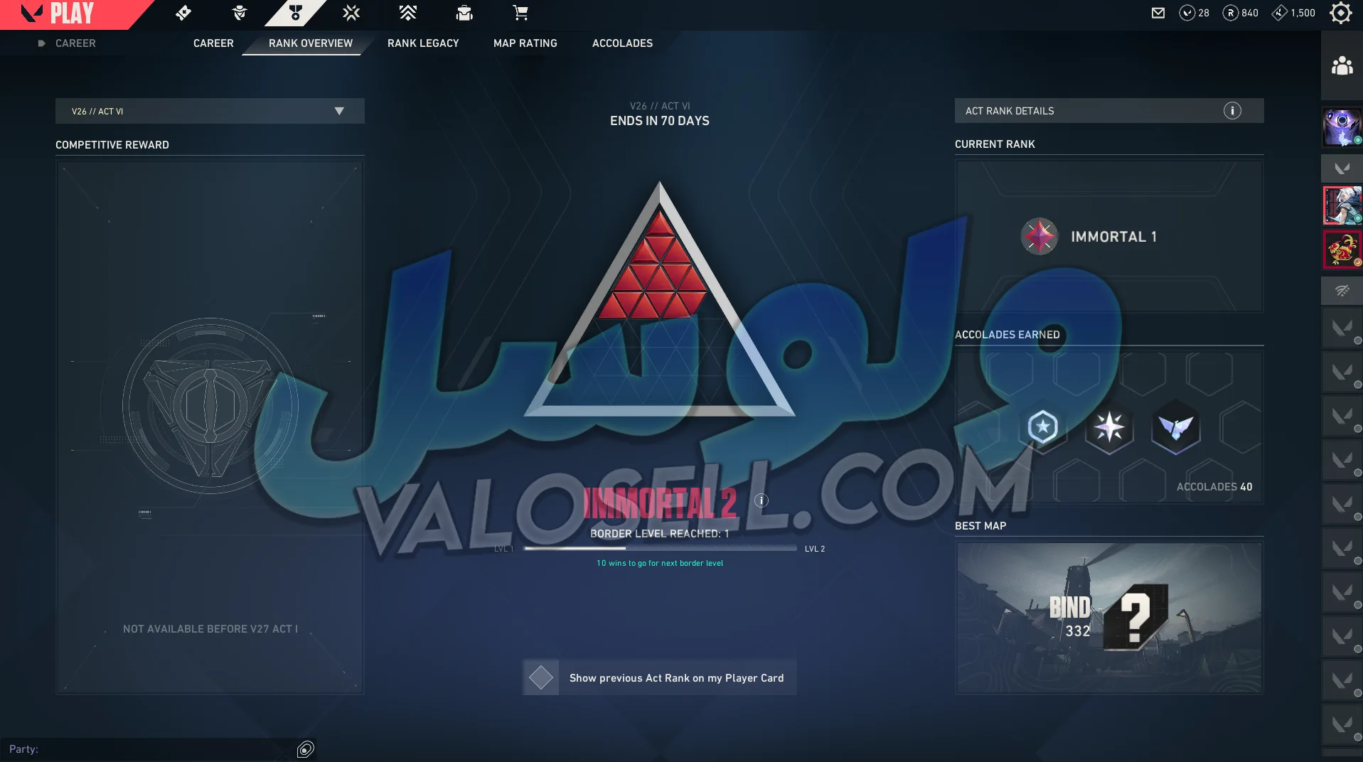اکانت ولورانت رنک Immortal 1 کد 6579 - تصویر 2